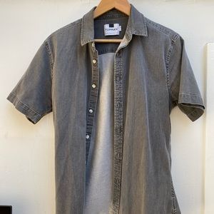 Faded black short sleeve button down